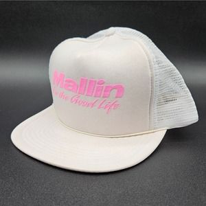 Vintage Mallin For‎ The Good Of Life Mesh Rope Snapback Trucker Hat White 90's